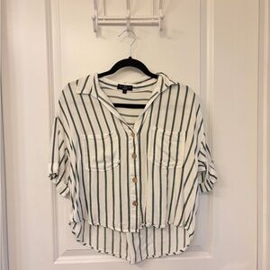 Velvet Heart Green & White Striped Button-Down Shirt
